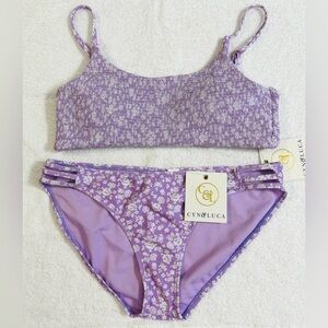 New! Cyn & Luca Floral Smocked Bikini Set Size Large